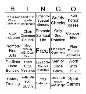 CGA Leadership Bingo Card