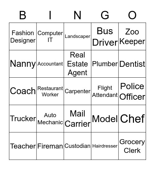 Career Bingo Card