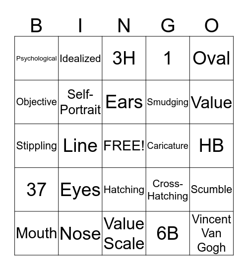 Vocabulary  Bingo Card