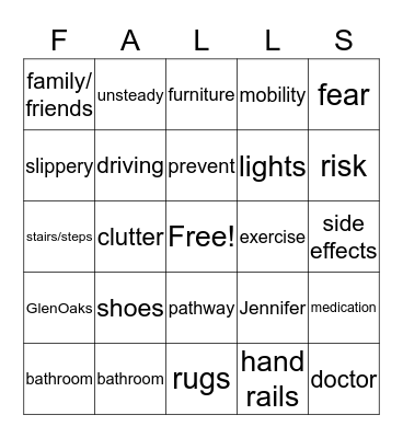 FALLS Bingo Card