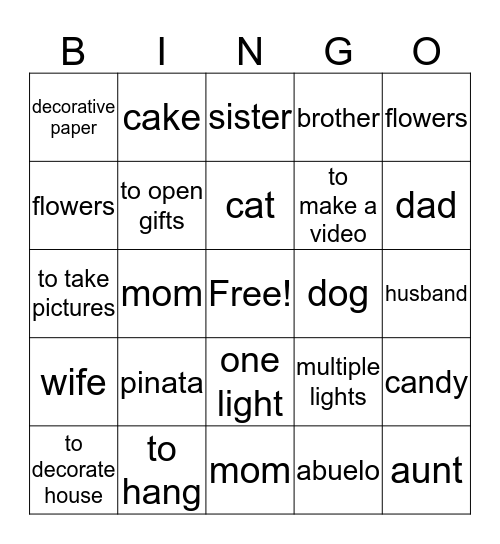 unit 4 Bingo Card