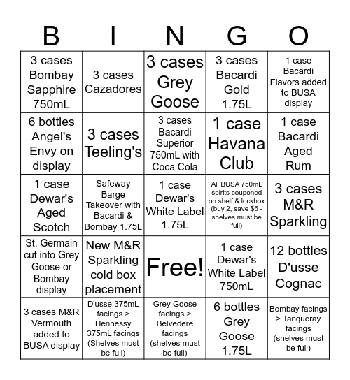 Bacardi Bingo Card
