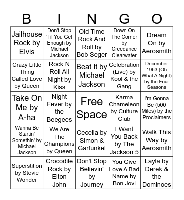 Disco Bingo Card