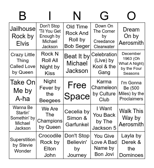 Disco Bingo Card