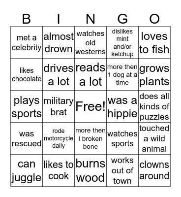 DKR Bingo Card