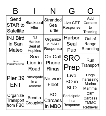 Response Training Bingo Card