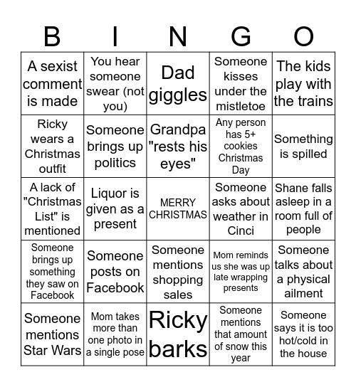 CHRISTMAS Bingo Card