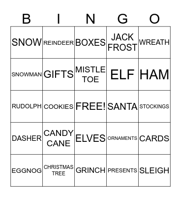 Christmas Bingo Card