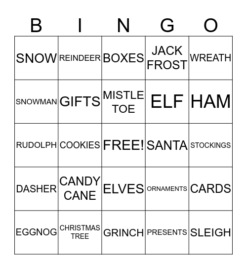 Christmas Bingo Card