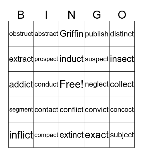 Word Bingo Step 3.3 Bingo Card