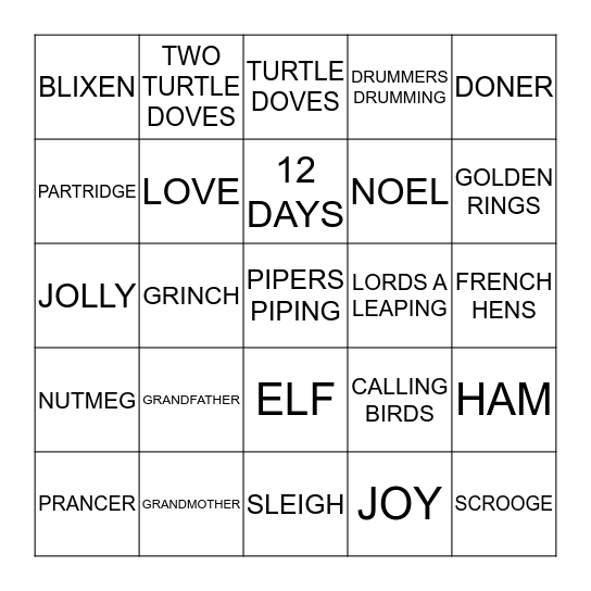 CHRISTMAS BINGO  Bingo Card