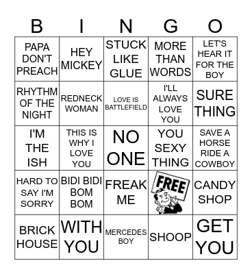 KAMIKAZI KARAOKE 311-4 Bingo Card