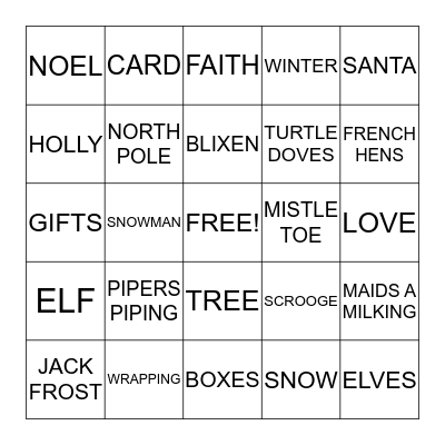 CHRISTMAS BINGO  Bingo Card