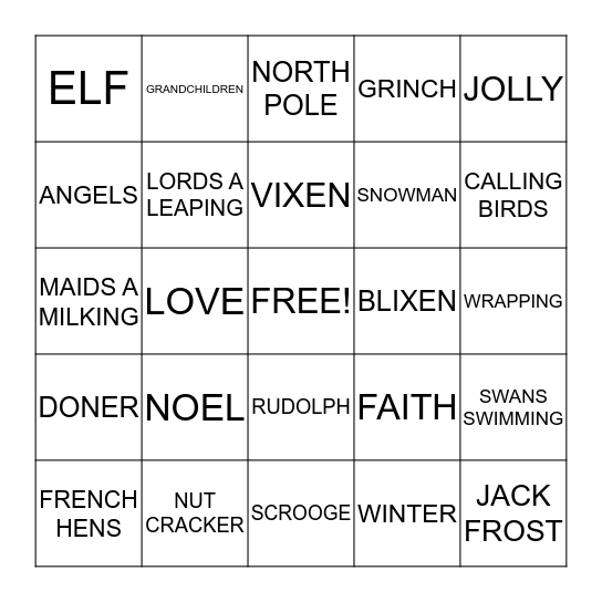 CHRISTMAS BINGO  Bingo Card