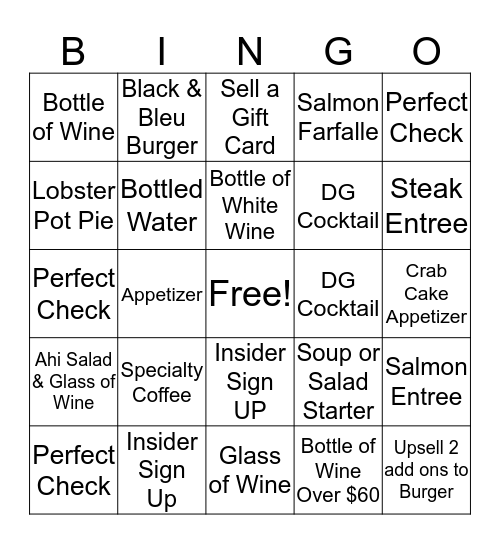 Daily Grill Bingo Card