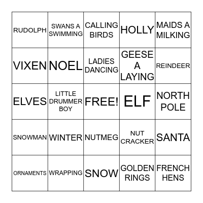 CHRISTMAS BINGO  Bingo Card