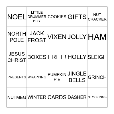 CHRISTMAS BINGO  Bingo Card