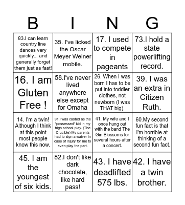 LTS/Strategic - Fun Facts Bingo!! Bingo Card