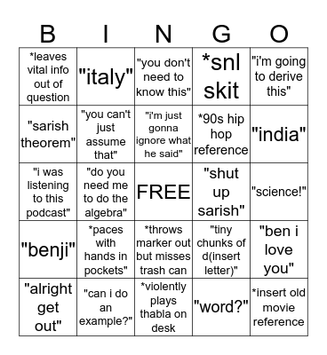 Mr. Pandya BINGO Card