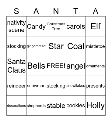 Christmas Bingo Card