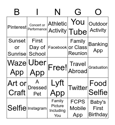 CELL PHONE BINGO Card
