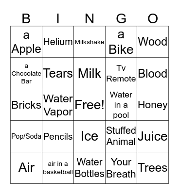 Everything is Matter Bingo Card
