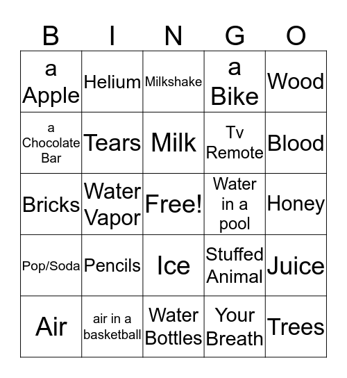 Everything is Matter Bingo Card