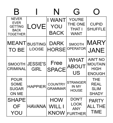 KAMIKAZE KARAOKE Bingo Card