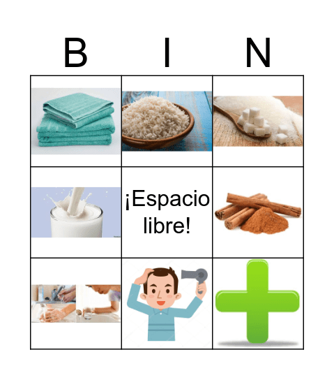 Vocabulario en español Bingo Card