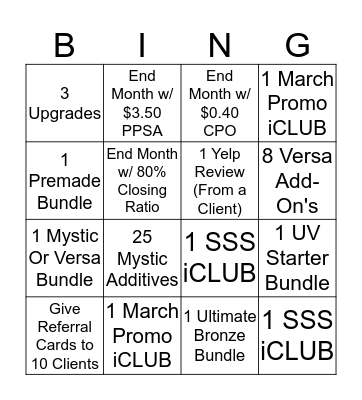 MARCH BINGO Card