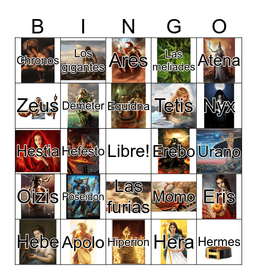 Dioses Griegos Bingo Card