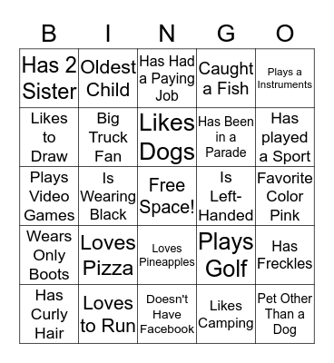 Getting to Know  Bingo Card