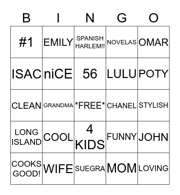 ELIZABETH'S BIRTHDAY Bingo Card