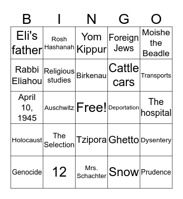 Night Bingo Card