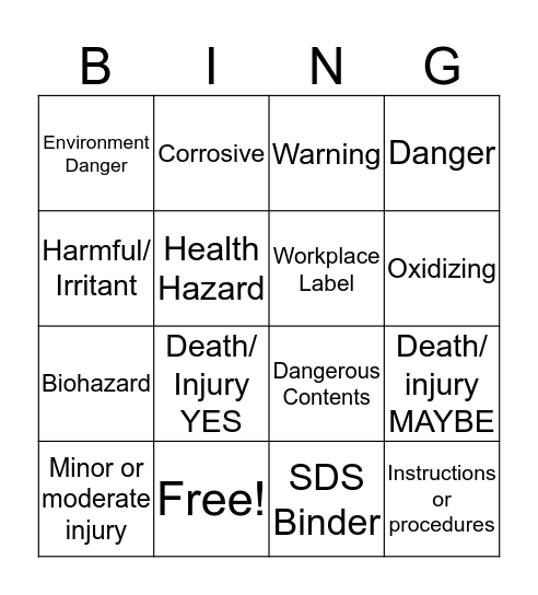 GHS Bingo Card