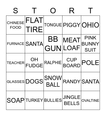 Christmas Story Bingo Card