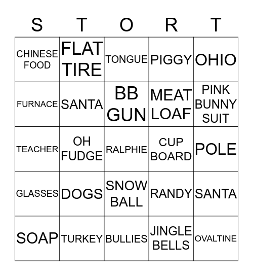 Christmas Story Bingo Card