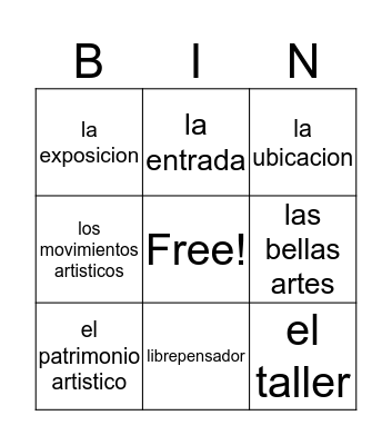 Spanish 5 Bingo Card