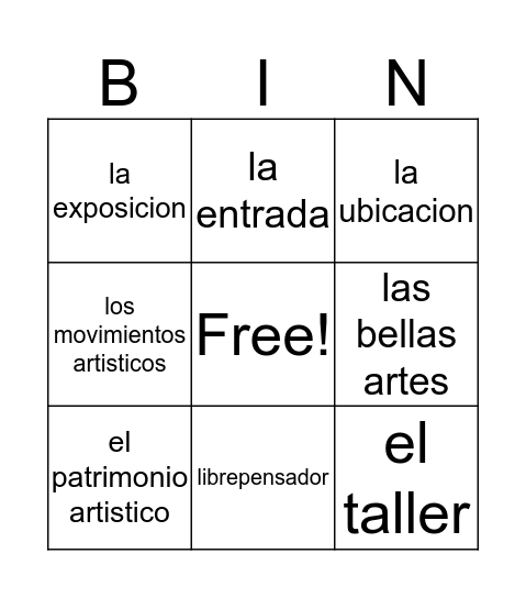 Spanish 5 Bingo Card