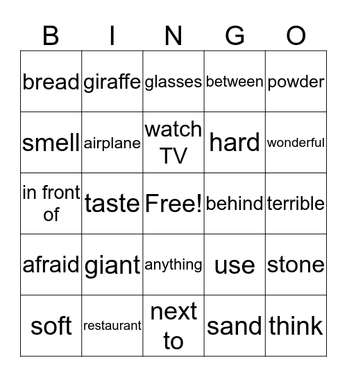 Bingo! Bingo Card