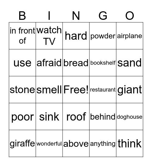 Bingo! Bingo Card