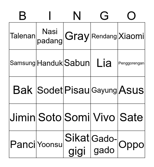 SAMPIS Bingo Card