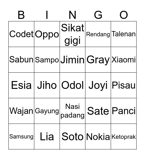 SAMPIS BINGO Card