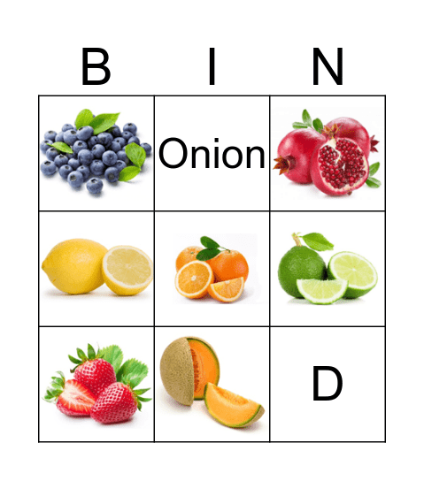 Fruits Bingo Card