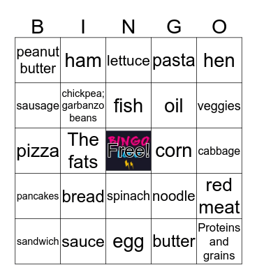 La comida y la salud Bingo Card