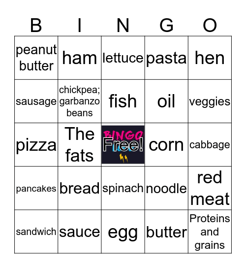 La comida y la salud Bingo Card