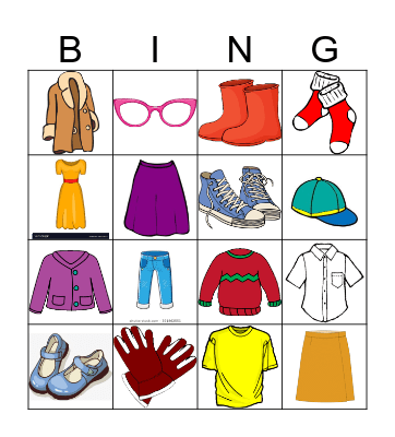 Clothes Bingo Card