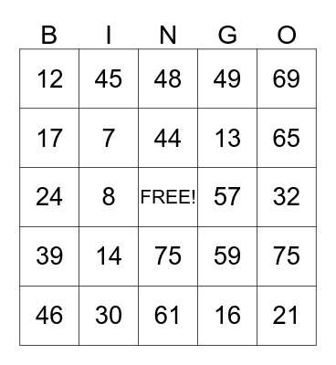 Family Xmas Bingo 26.12.2013 Bingo Card