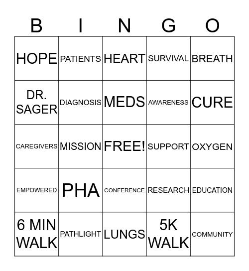 PHA Bingo Card