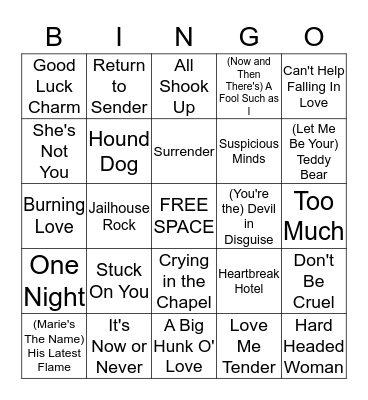 ELVIS MUSIC Bingo Card